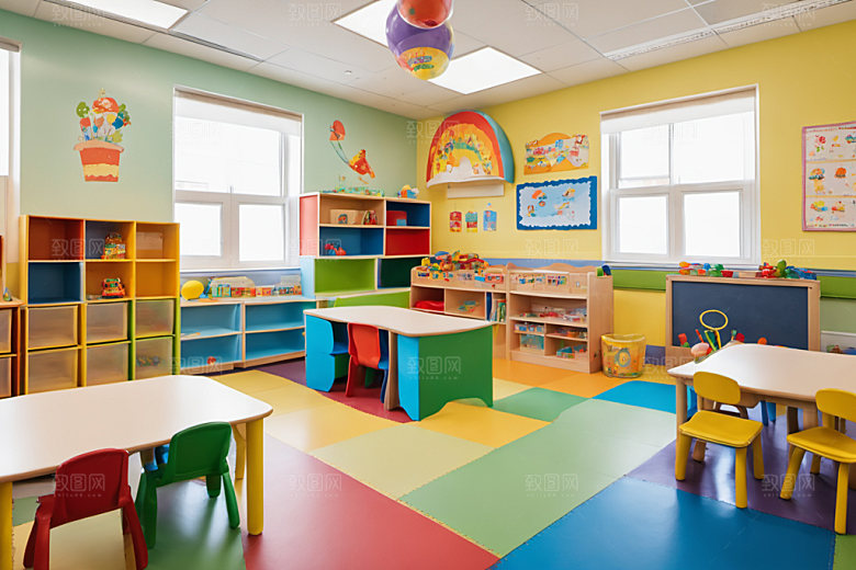 幼儿园教室场景室内摄影图