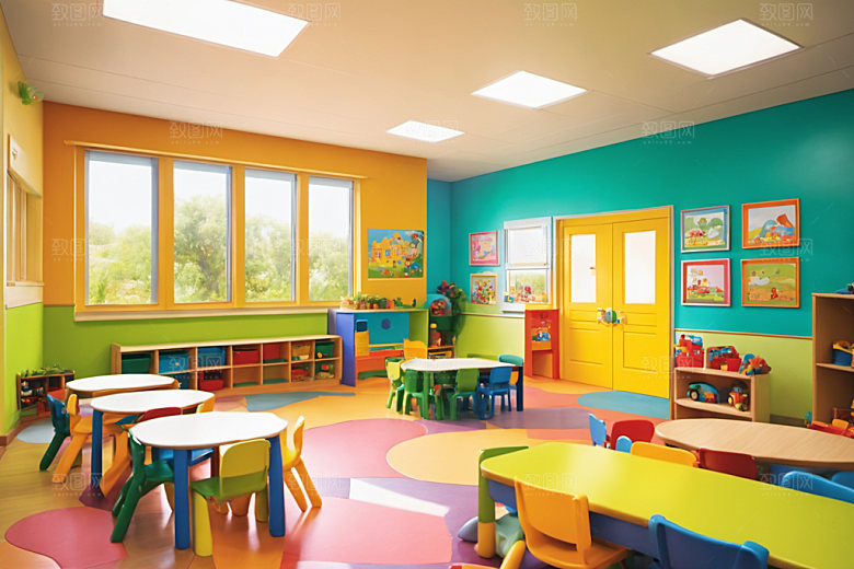 幼儿园教室高清幼教摄影图