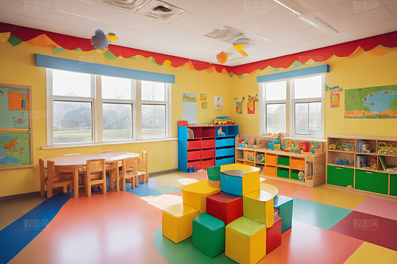幼儿园教室可爱场景摄影图