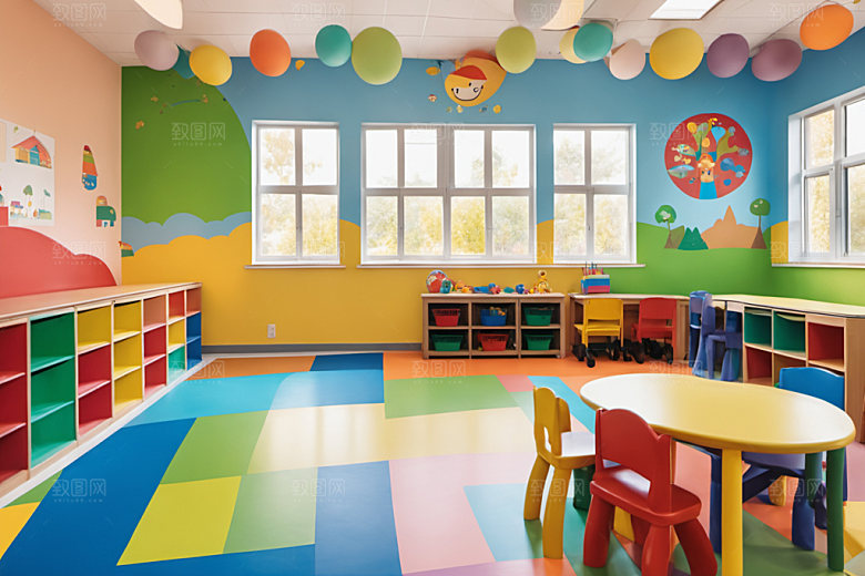幼儿园教室可爱幼教摄影图