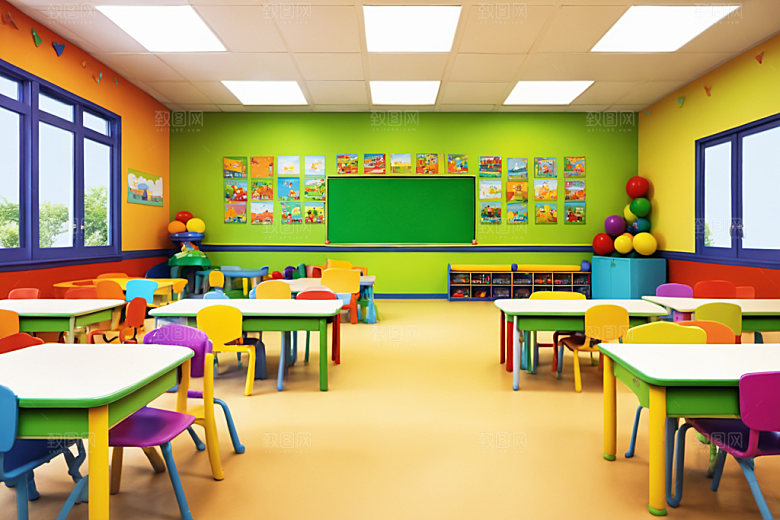 幼儿园教室可爱托儿所摄影图