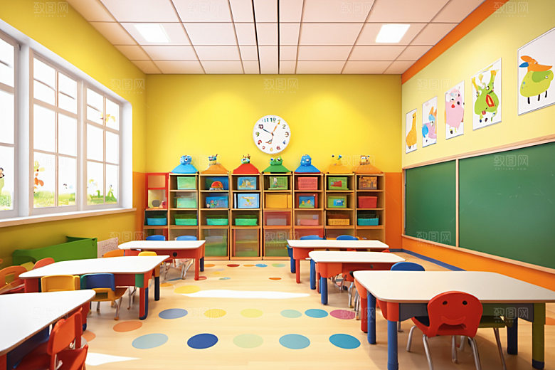 幼儿园教室场景幸福摄影图