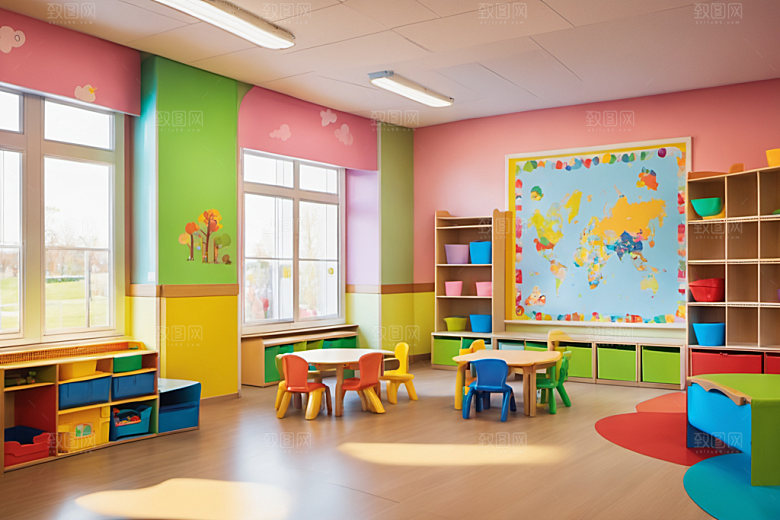 幼儿园教室高清幼教摄影图