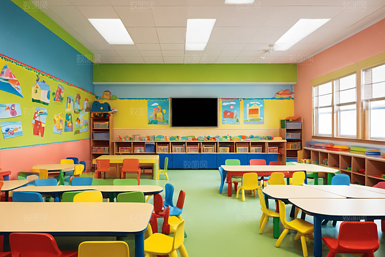 幼儿园教室场景幸福摄影图