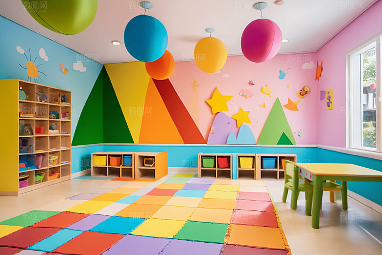 幼儿园教室幸福场景摄影图