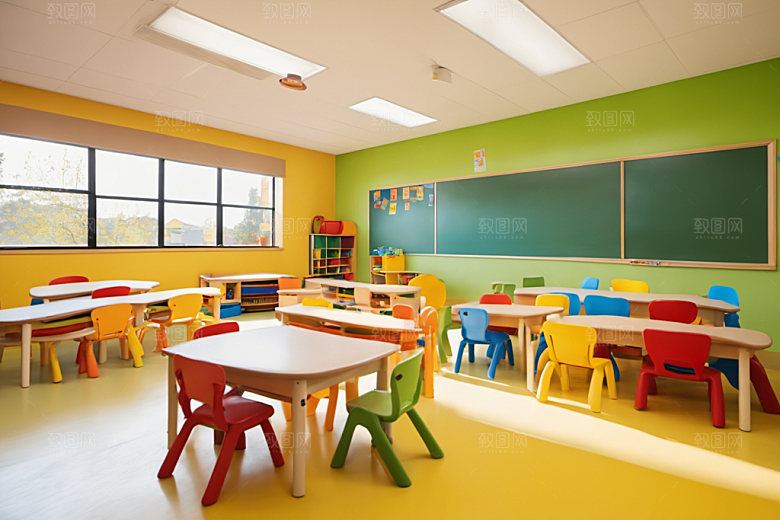 幼儿园教室温馨室内摄影图