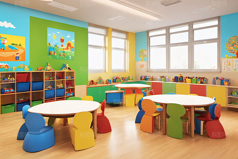 幼儿园教室温馨托儿所摄影图