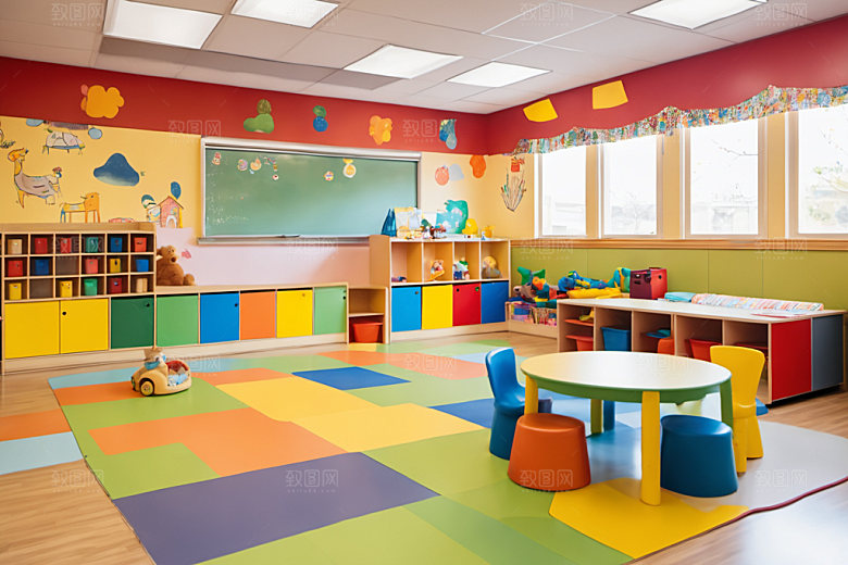 幼儿园教室可爱幼教摄影图