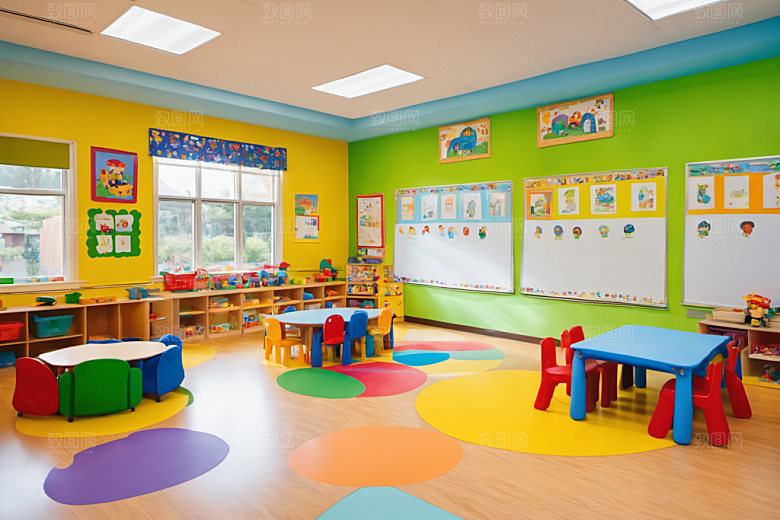 幼儿园教室室内场景摄影图