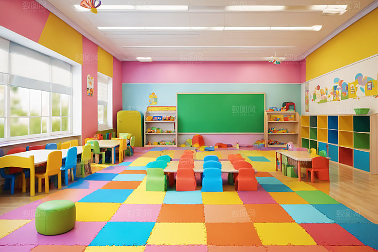 幼儿园教室场景学校摄影图