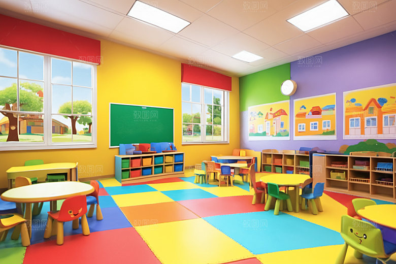 幼儿园教室场景幸福摄影图