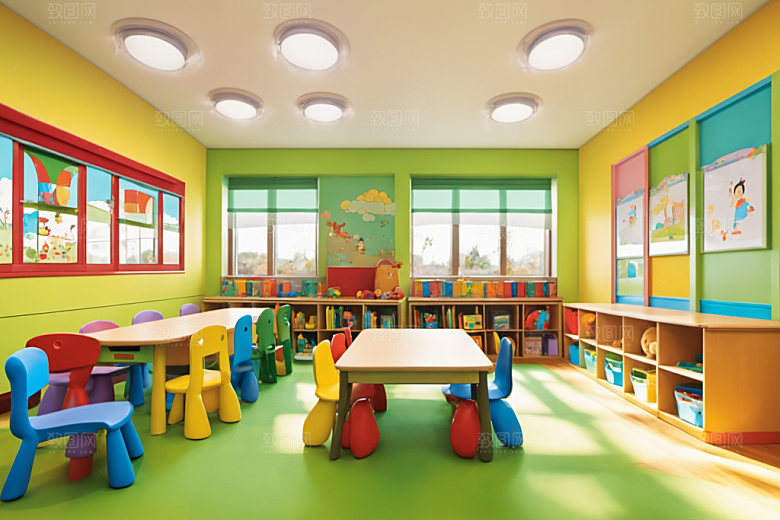 幼儿园教室场景室内摄影图