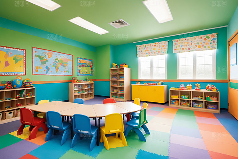 幼儿园教室可爱幸福摄影图