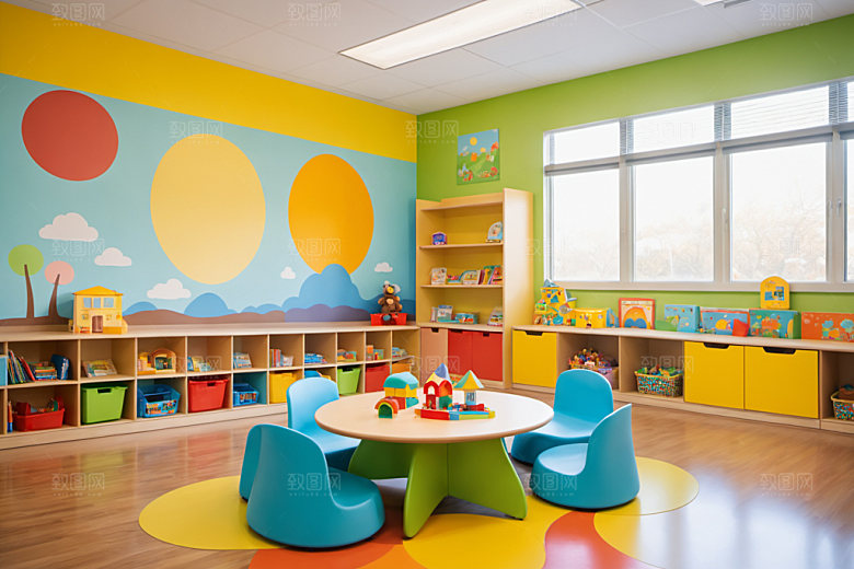幼儿园教室可爱学校摄影图