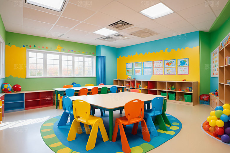 幼儿园教室场景学校摄影图
