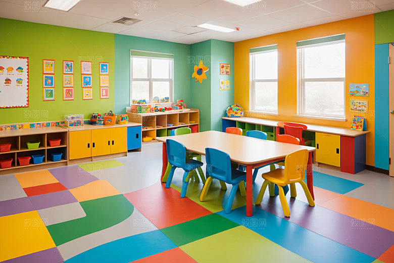 幼儿园教室场景幼教摄影图