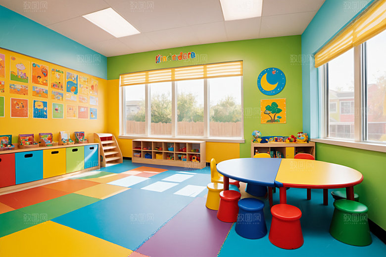 幼儿园教室场景可爱摄影图
