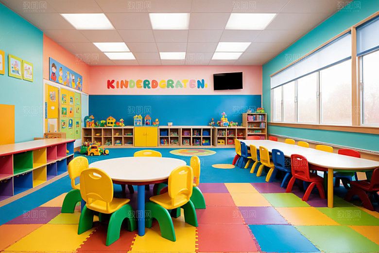 幼儿园教室场景可爱摄影图