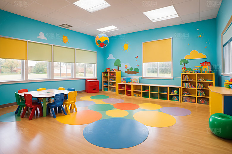 幼儿园教室幸福场景摄影图