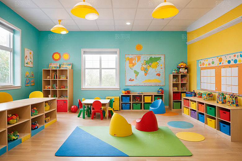 幼儿园教室场景托儿所摄影图