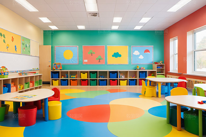 幼儿园教室可爱室内摄影图