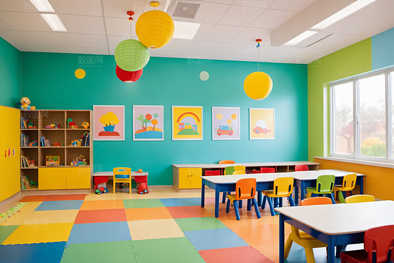 幼儿园教室可爱室内摄影图