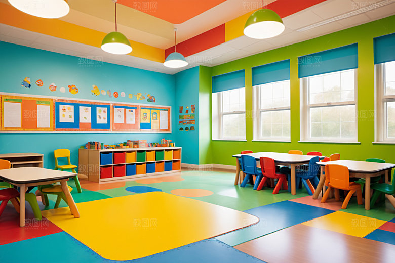 幼儿园教室温馨学校摄影图