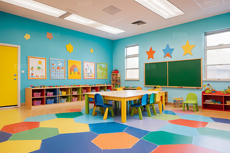 幼儿园教室可爱幼教摄影图