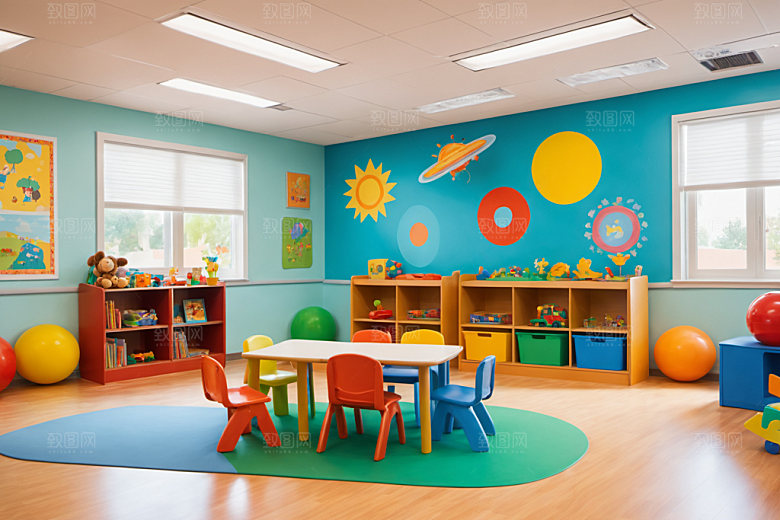 幼儿园教室可爱场景摄影图