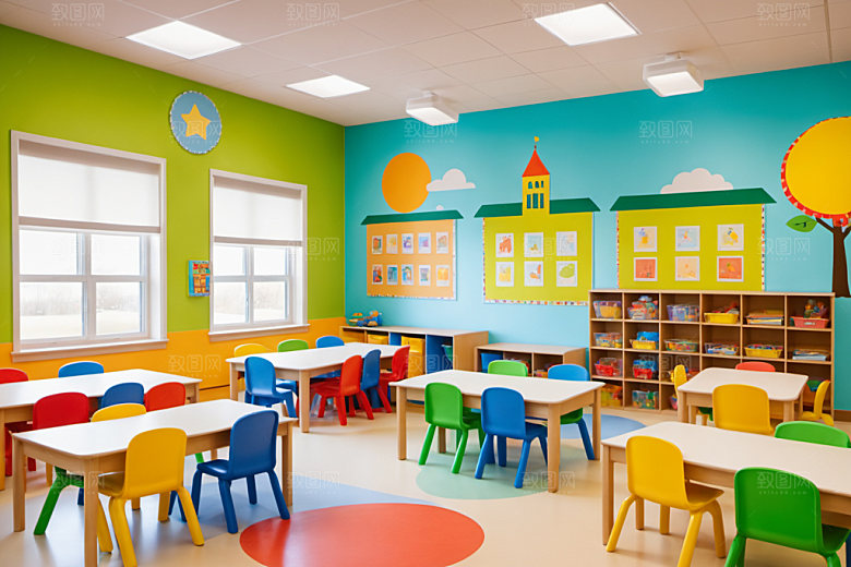 幼儿园教室温馨学校摄影图
