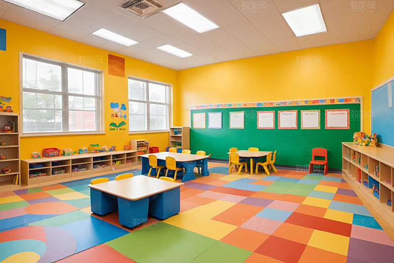 幼儿园教室场景温馨摄影图