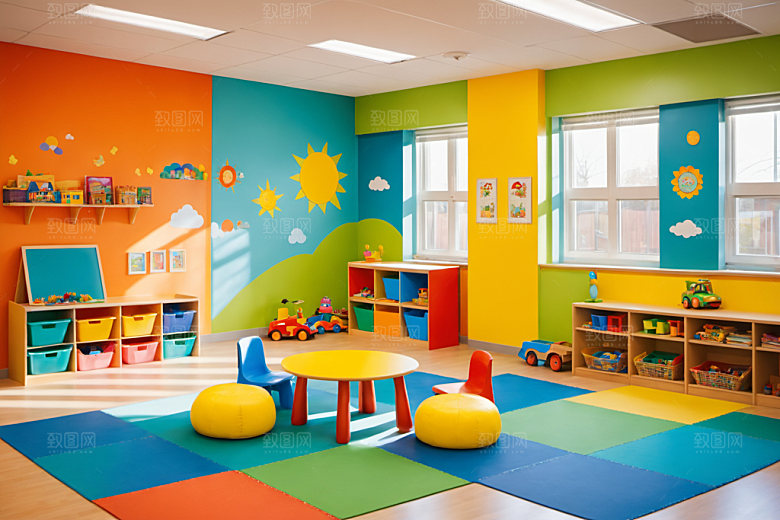 幼儿园教室童趣场景摄影图