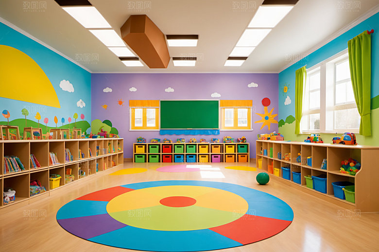 幼儿园教室室内温馨摄影图