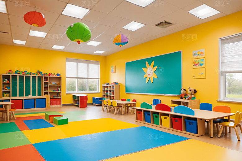 幼儿园教室场景幸福摄影图