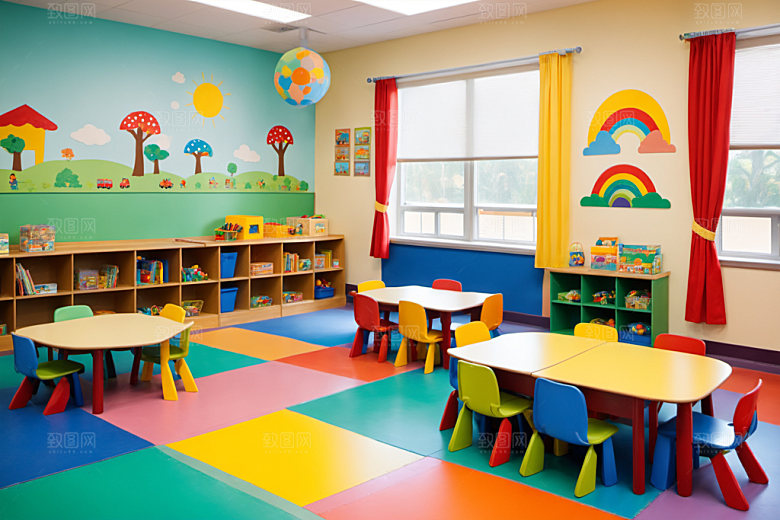 幼儿园教室幼教场景摄影图