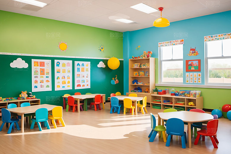 幼儿园教室温馨场景摄影图