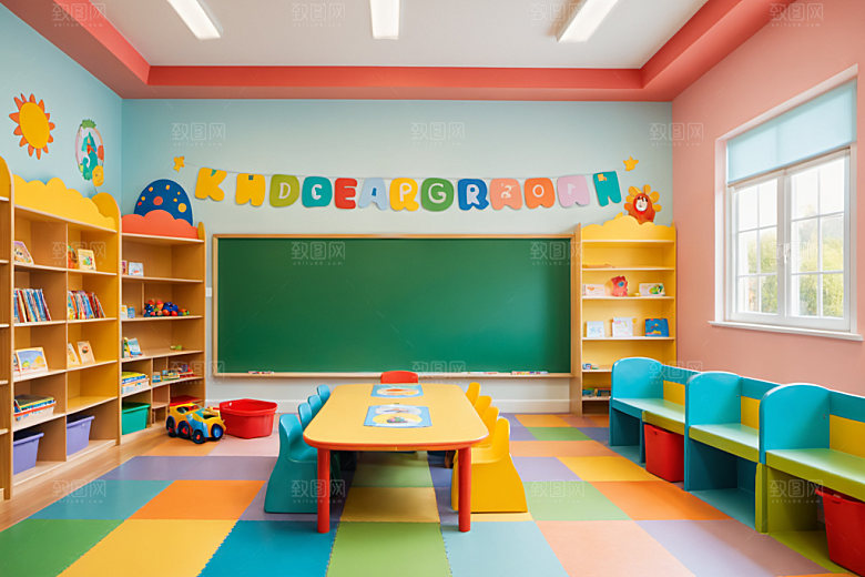 幼儿园教室场景可爱摄影图