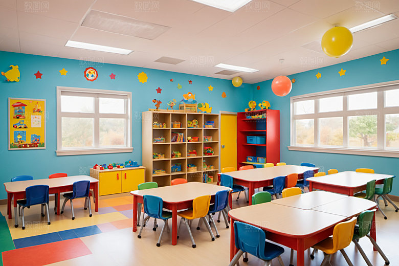 幼儿园教室场景幸福摄影图