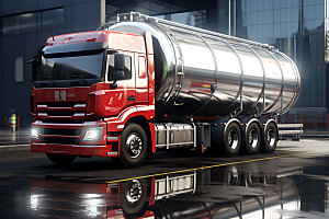 油罐车危险品卡车工业模型