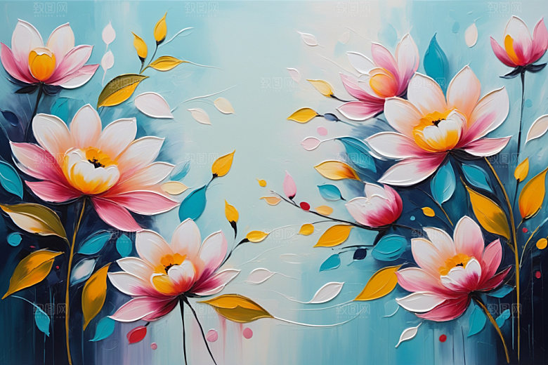 油画花卉立体涂抹素材