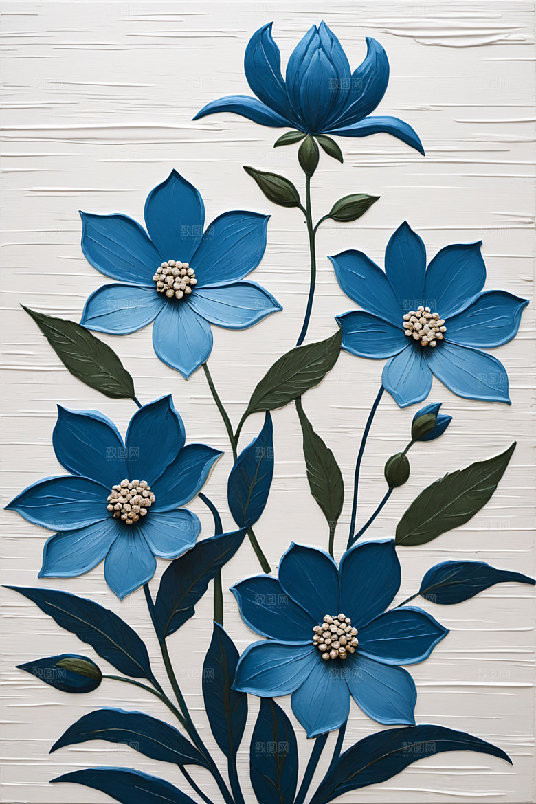 油画花卉浪漫涂抹素材