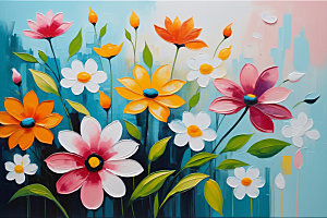 油画花卉颜料彩色素材