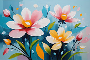 油画花卉艺术颜料素材