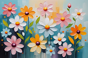 油画花卉涂抹彩色素材
