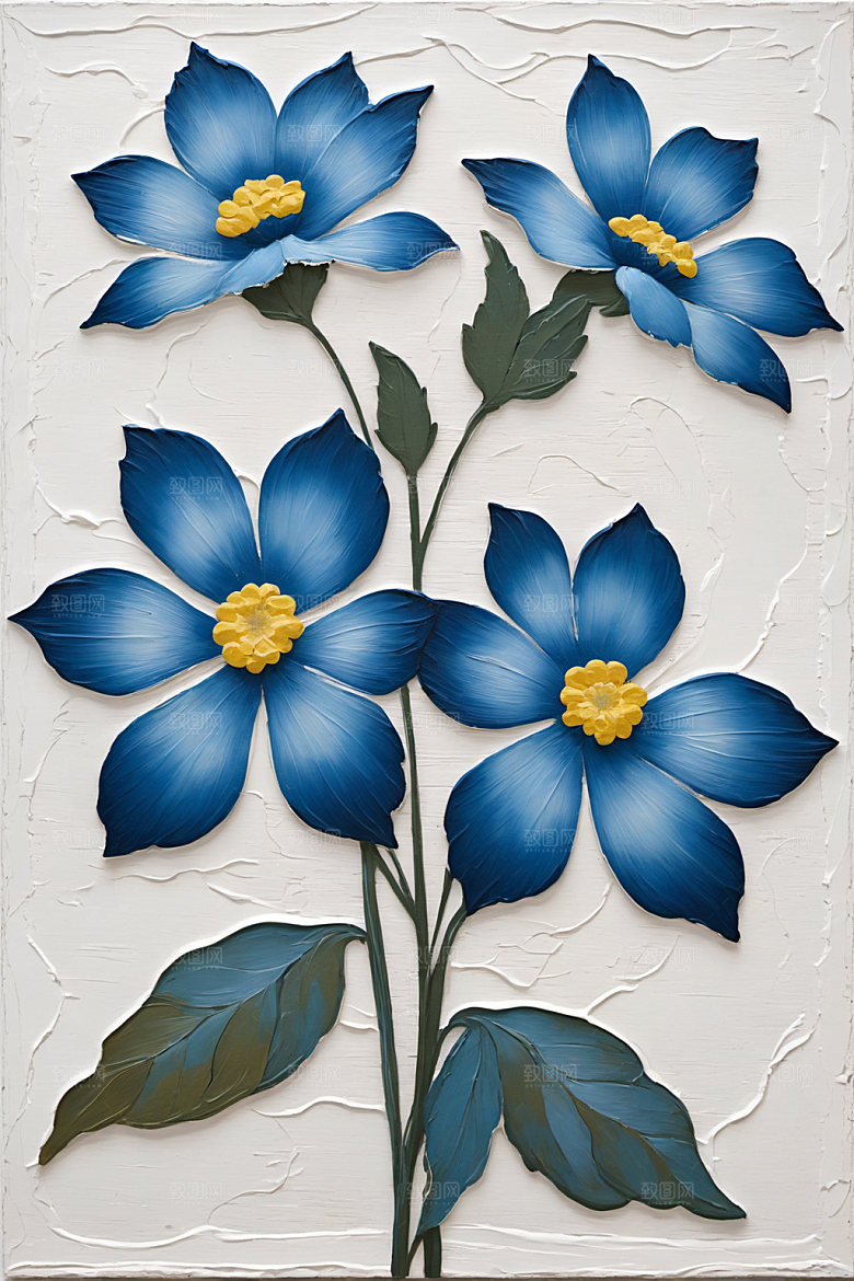 油画花卉彩色立体素材