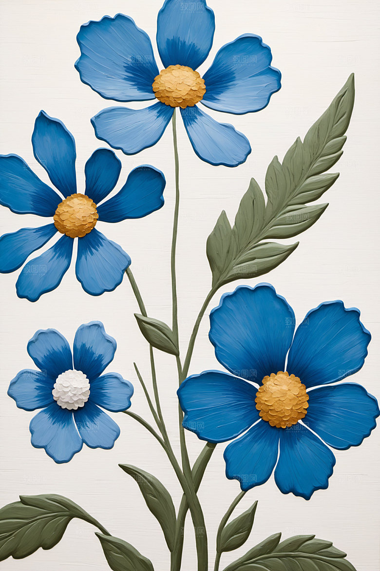 油画花卉清新彩色素材