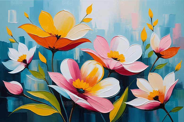 油画花卉高清彩色素材