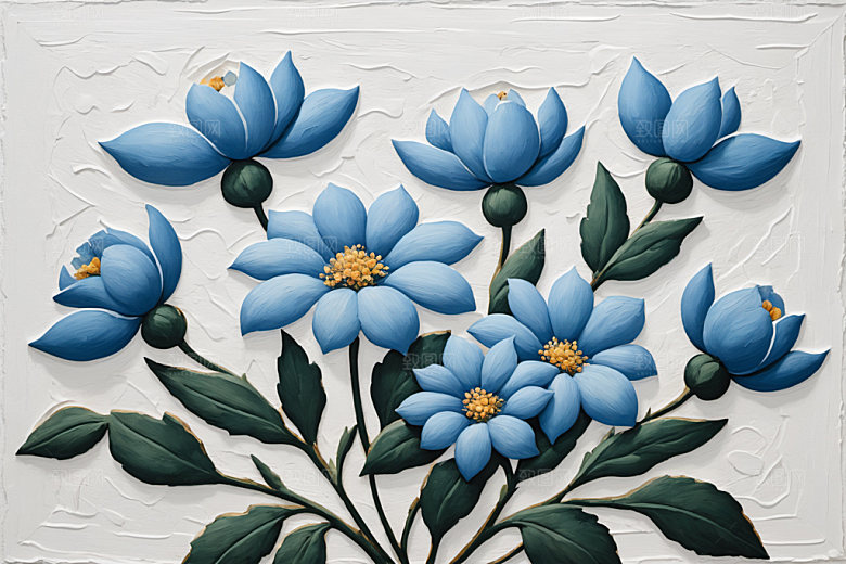 油画花卉涂抹彩色素材