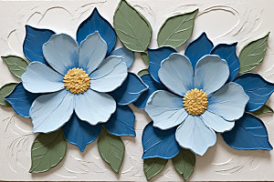 油画花卉清新涂抹素材
