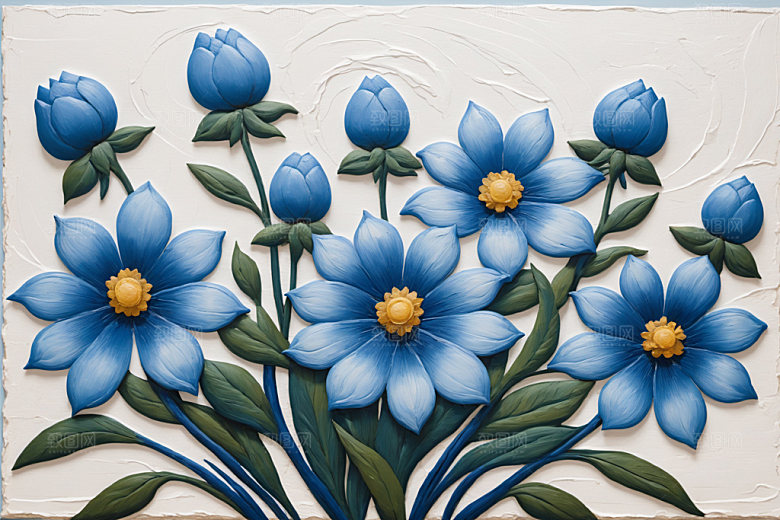 油画花卉立体涂抹素材